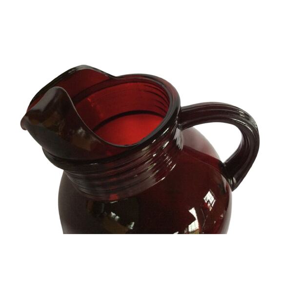 Anchor Hocking Royal Ruby Red Glass Roly Ball Pitcher - Picture 2 of 7